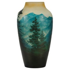 Early 20th Century French Art Nouveau Glass "Mountain Vase" by Emile Gallé