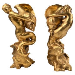 Sculture Art Nouveau francese del primo Novecento "La Mer" di Raoul Larche