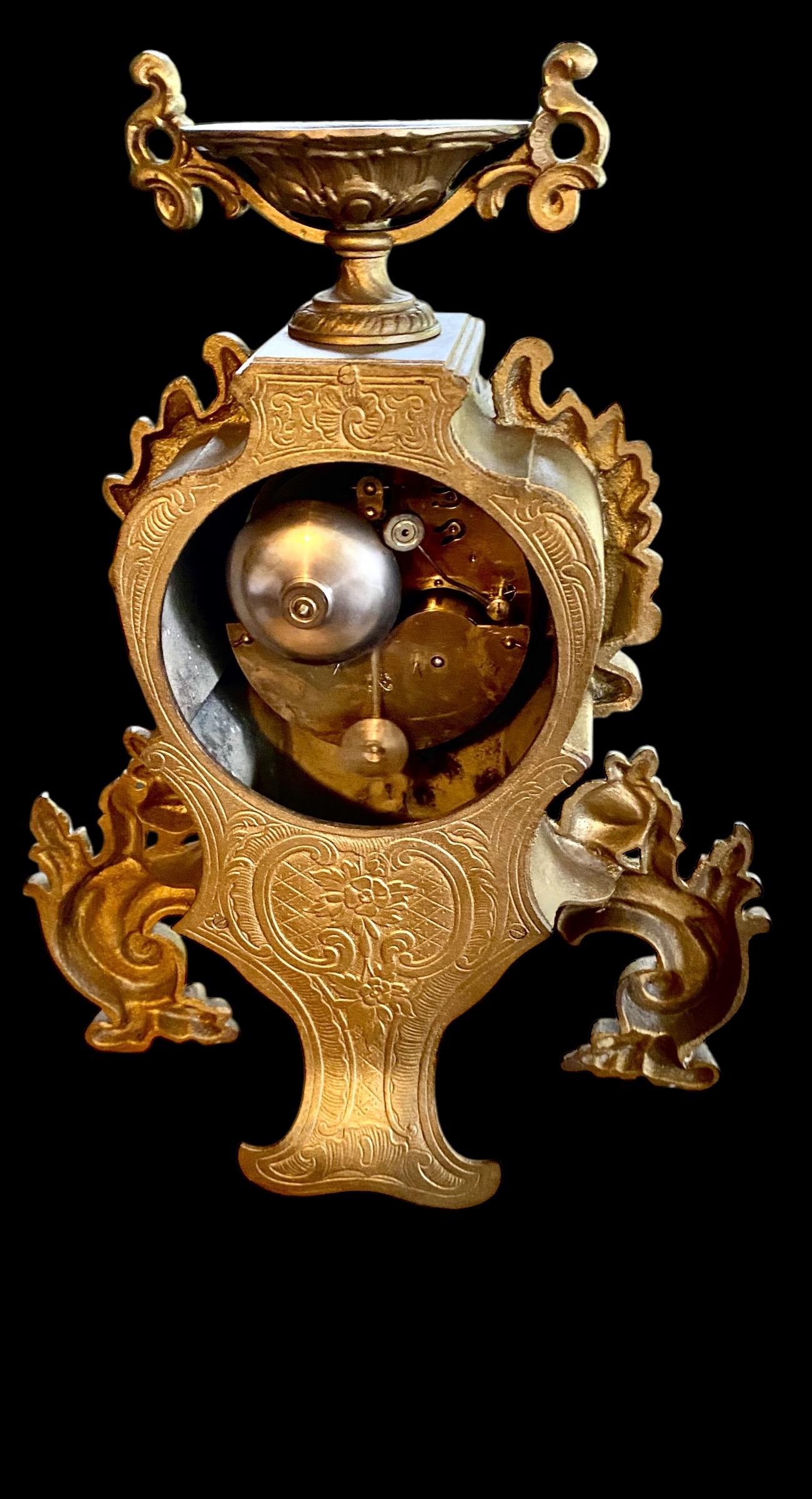 Iron Early 20th Century French Art Nouveau Mantle Clock