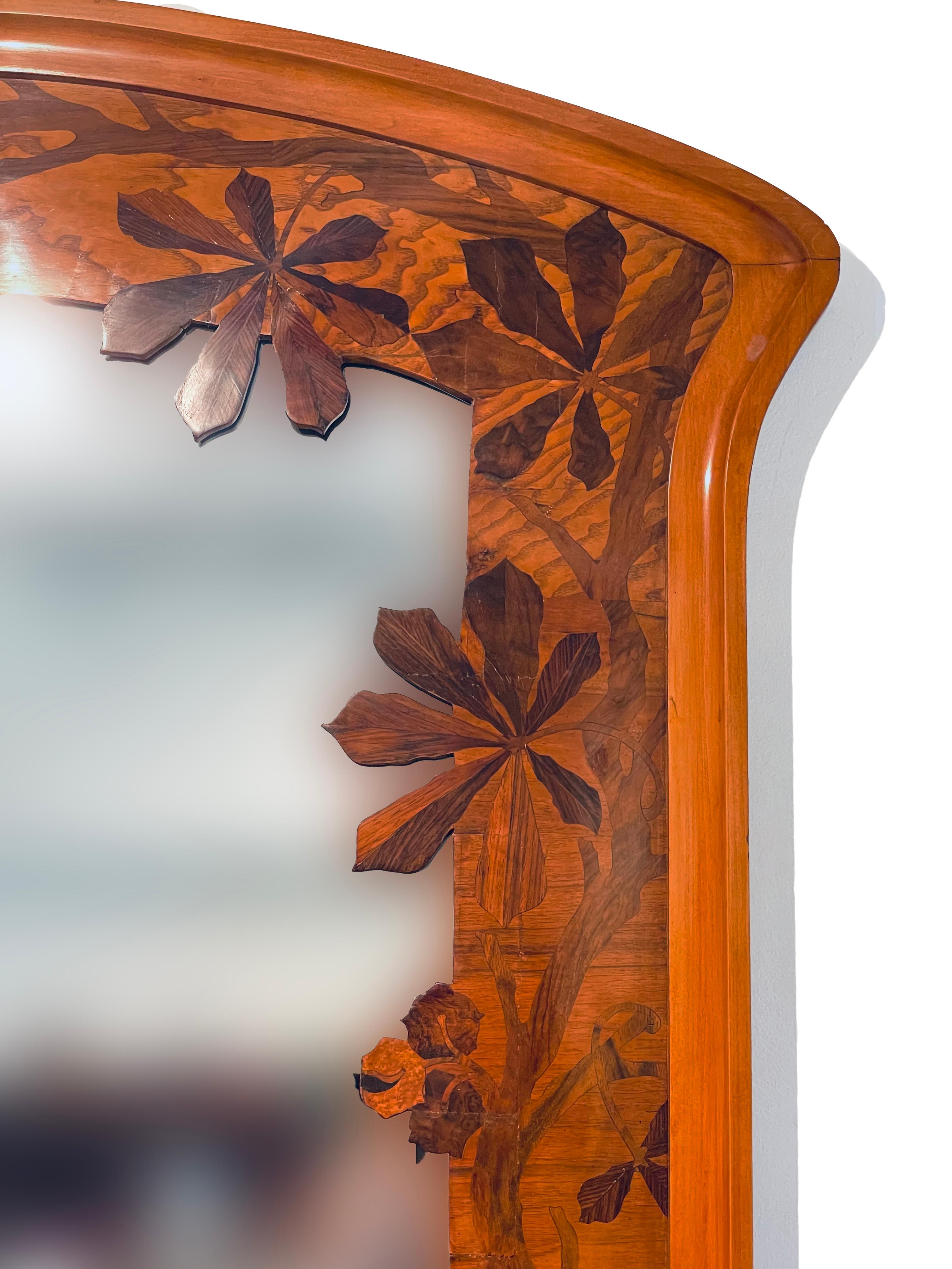 Early 20th Century French Art Nouveau Marquetry Wall Mirror by, Louis Majorelle In Good Condition In Englewood, NJ