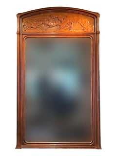 Early 20th Century French Art Nouveau Wood "Ombelle" Wall Mirror by, Emile Gallé