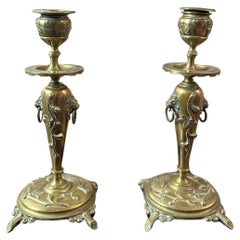 Paar französische Bronze-Kerzenhalter im Art nouveau-Stil des frühen 20. Jahrhunderts, 1920er Jahre