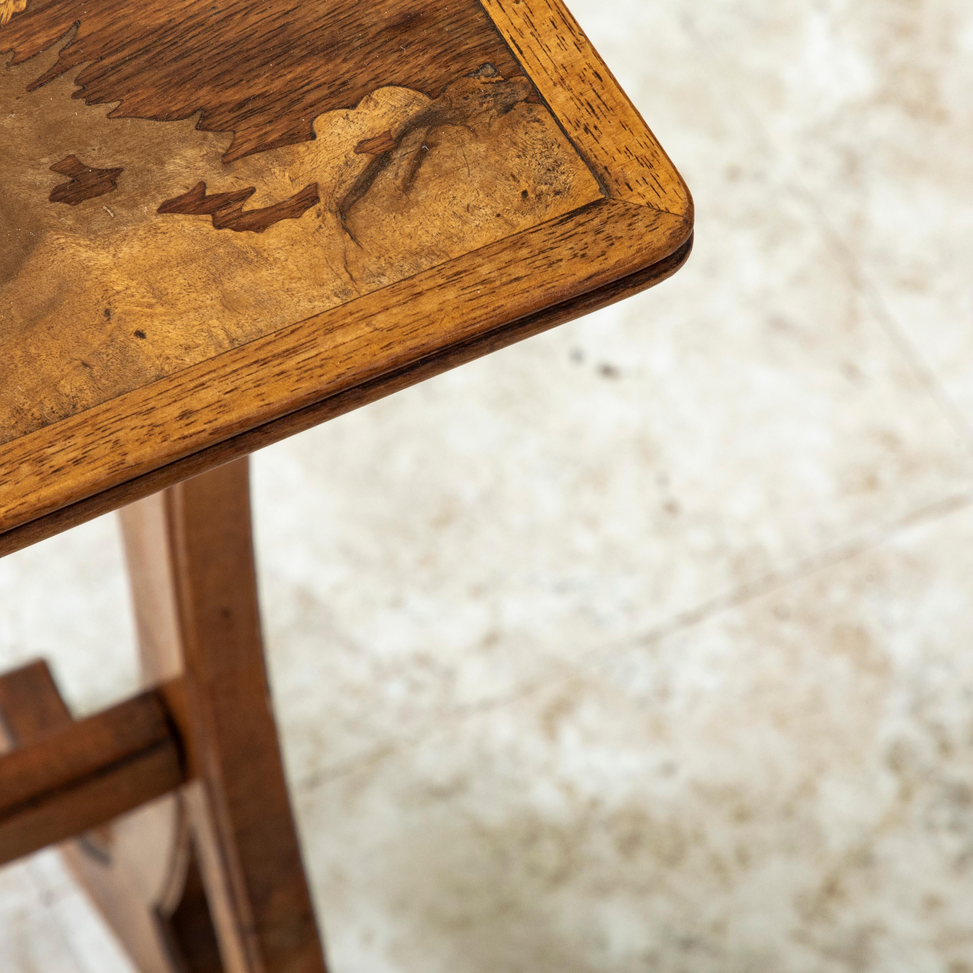 Early 20th Century French Art Nouveau Period Marquetry Side Table, Signed Galle For Sale 8
