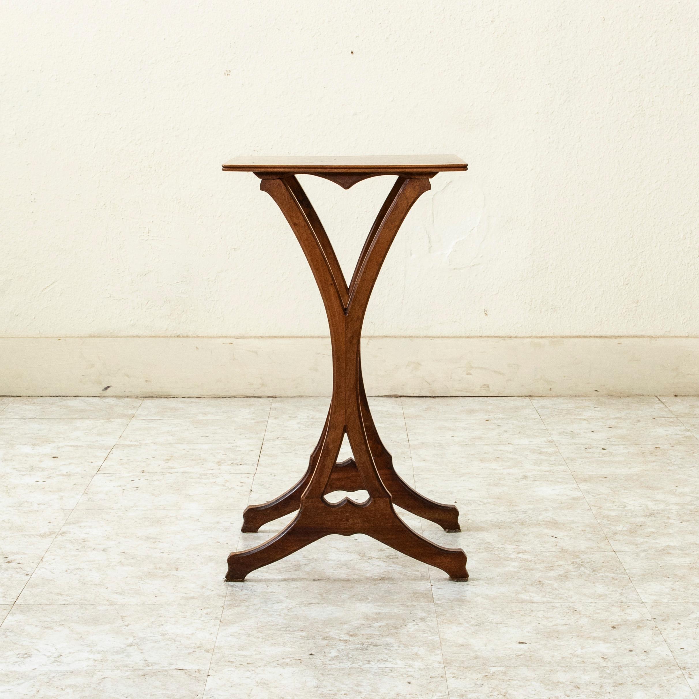 Fruitwood Early 20th Century French Art Nouveau Period Marquetry Side Table, Signed Galle For Sale