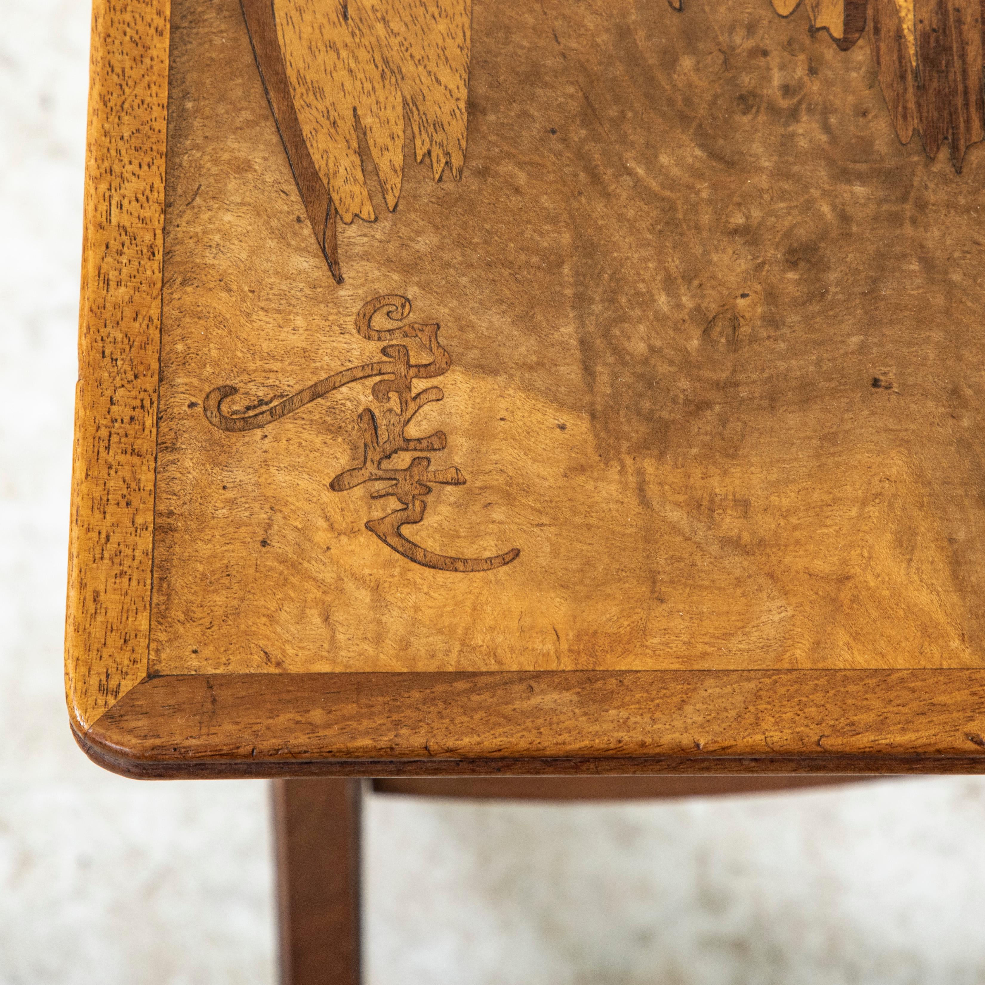 Early 20th Century French Art Nouveau Period Marquetry Side Table, Signed Galle For Sale 4
