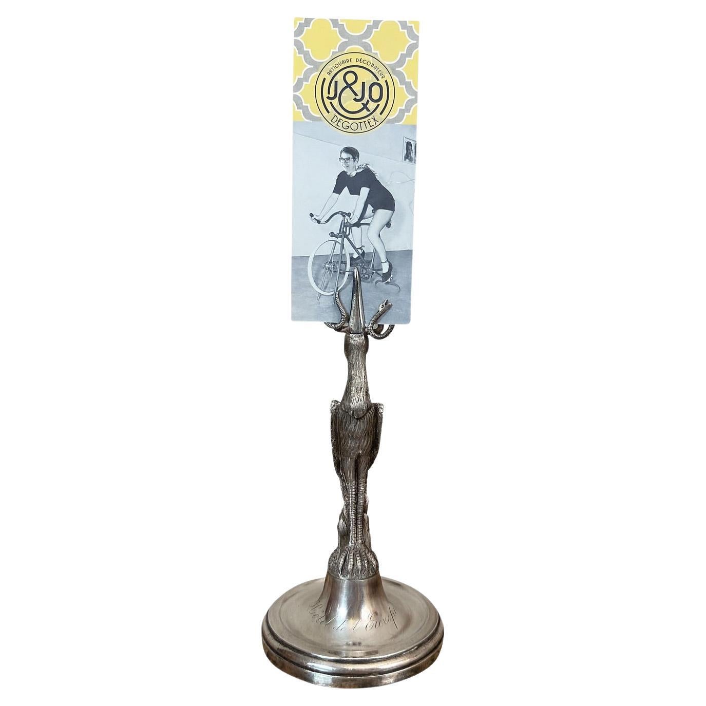 Early 20th century French Art nouveau Silverplate Menu Holder, 1900s For Sale
