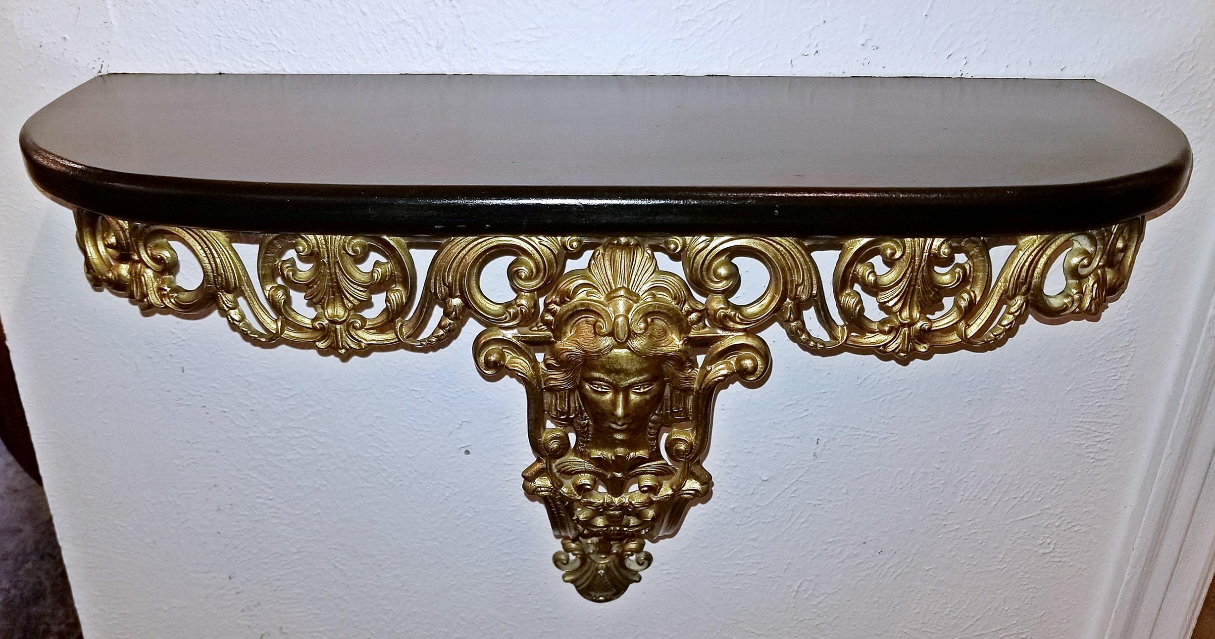 Early 20th Century French Art Nouveau Style Brass Wall Bracket Shelf 5