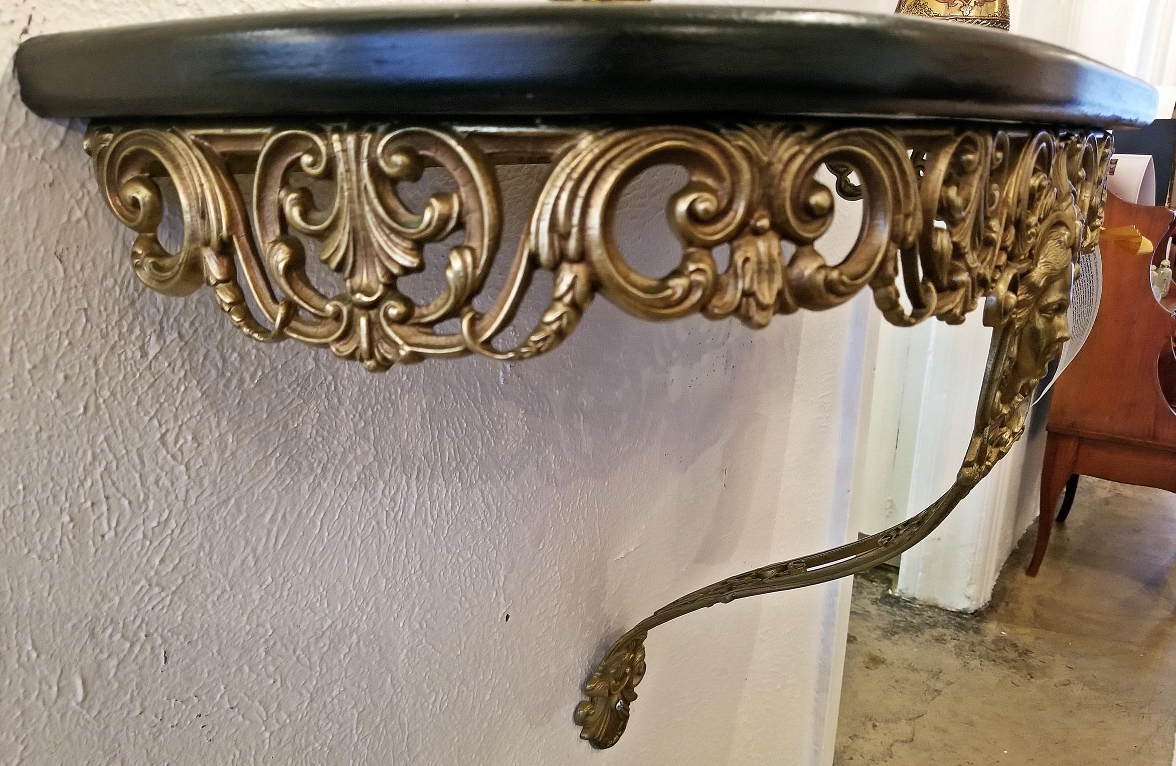 Early 20th Century French Art Nouveau Style Brass Wall Bracket Shelf 10