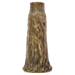 Early 20th Century French Art Nouveau Textured Sculptural Textured Bronze Vase