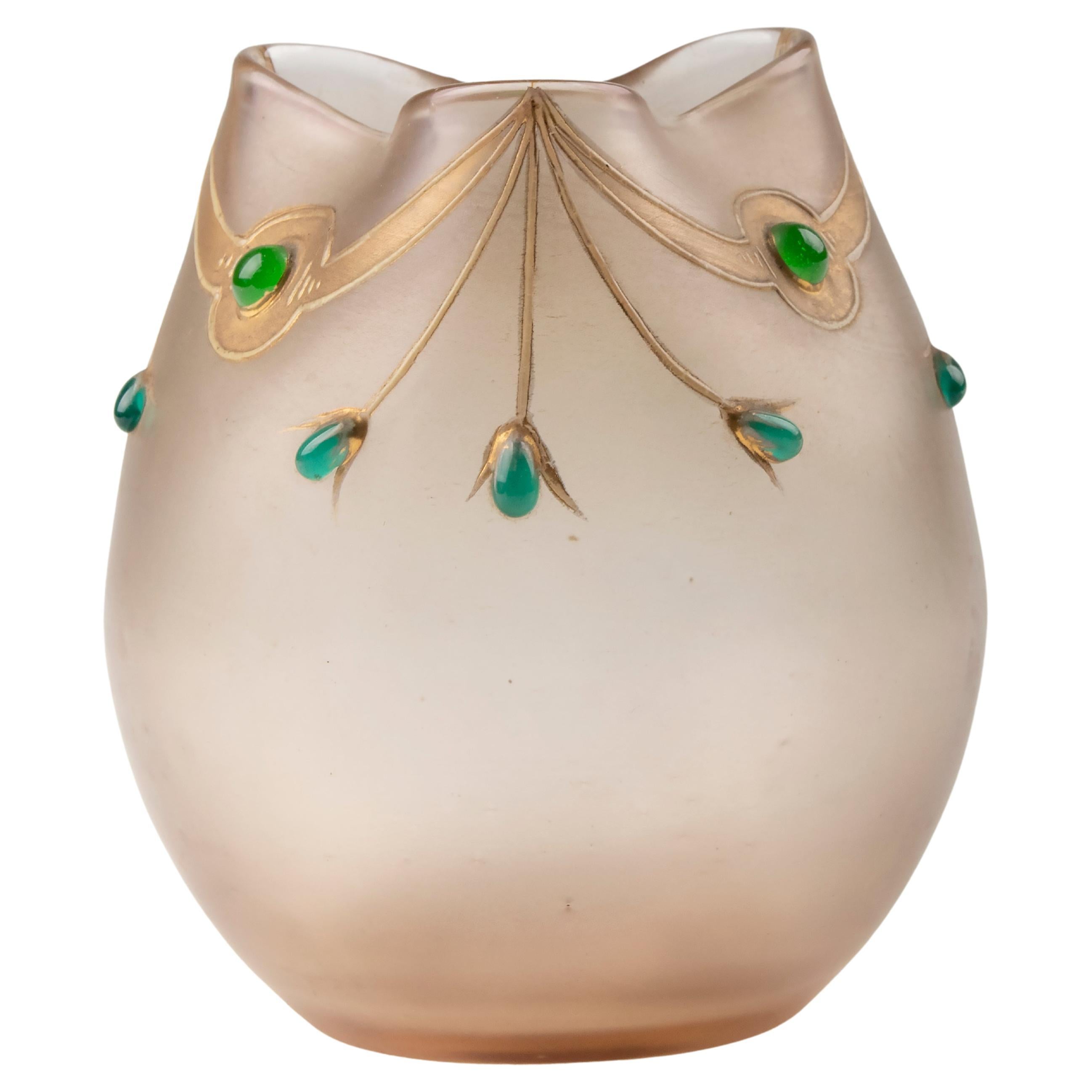 Early 20th Century French Art Nouveau Vase Iridescent Glass For Sale
