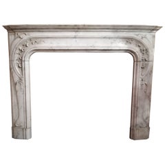 Early 20th Century, French Art Nouveau White Statuary Marble Fireplace Mantel