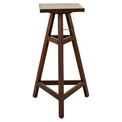 Early 20th Century French Artisan-Made Adjustable Oak Sculpture Stand