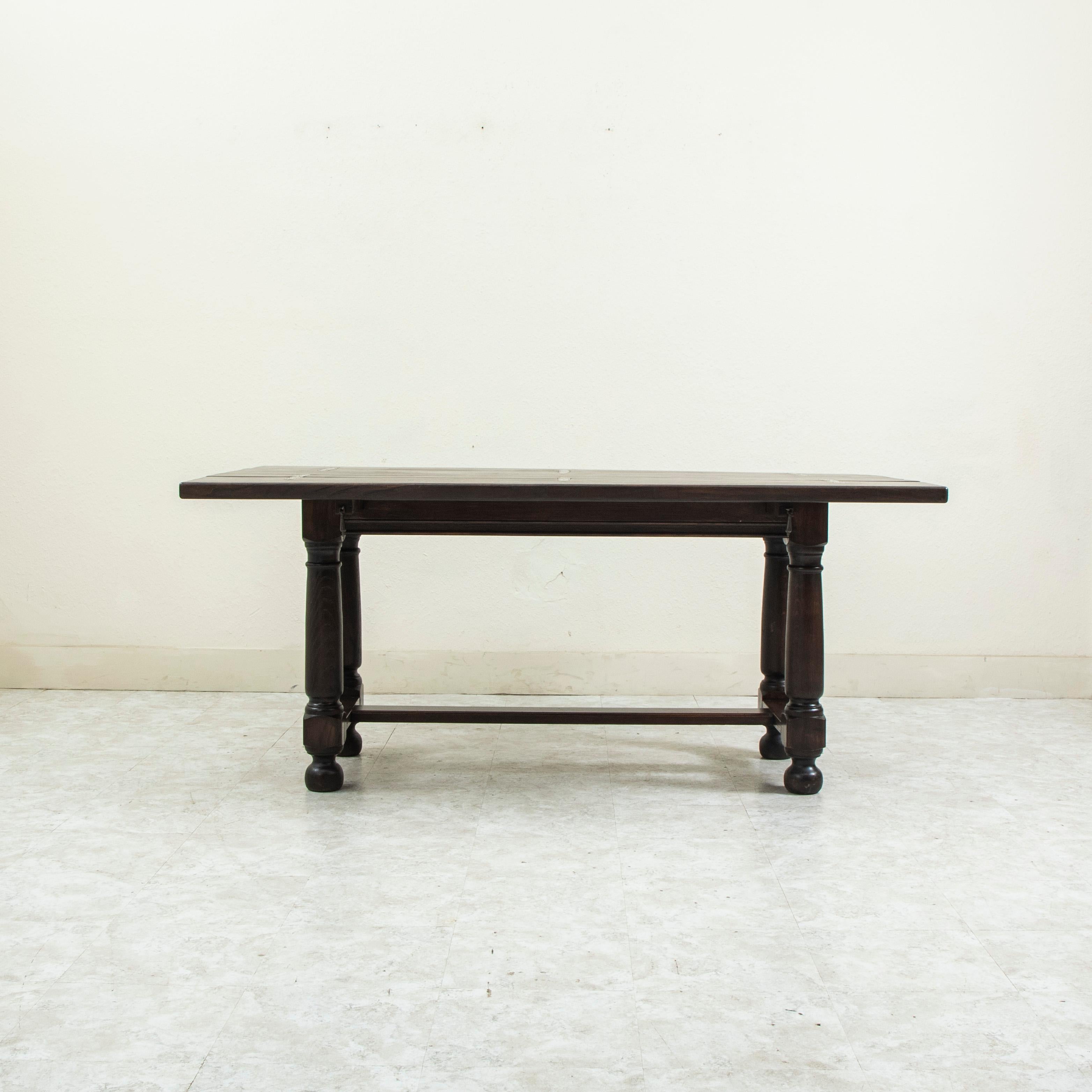 Early 20th Century French Artisan-Made Chestnut Hunt Table, Dining Table Console 6