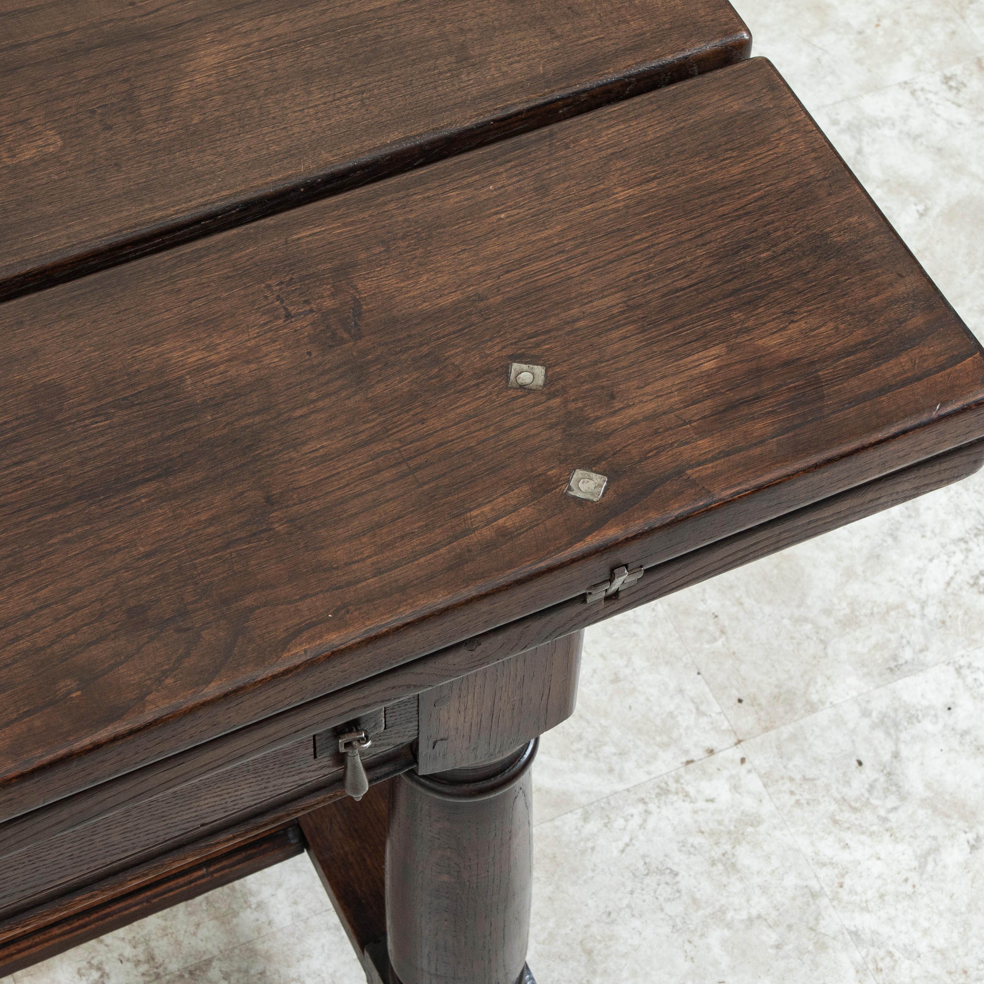 Early 20th Century French Artisan-Made Chestnut Hunt Table, Dining Table Console 14