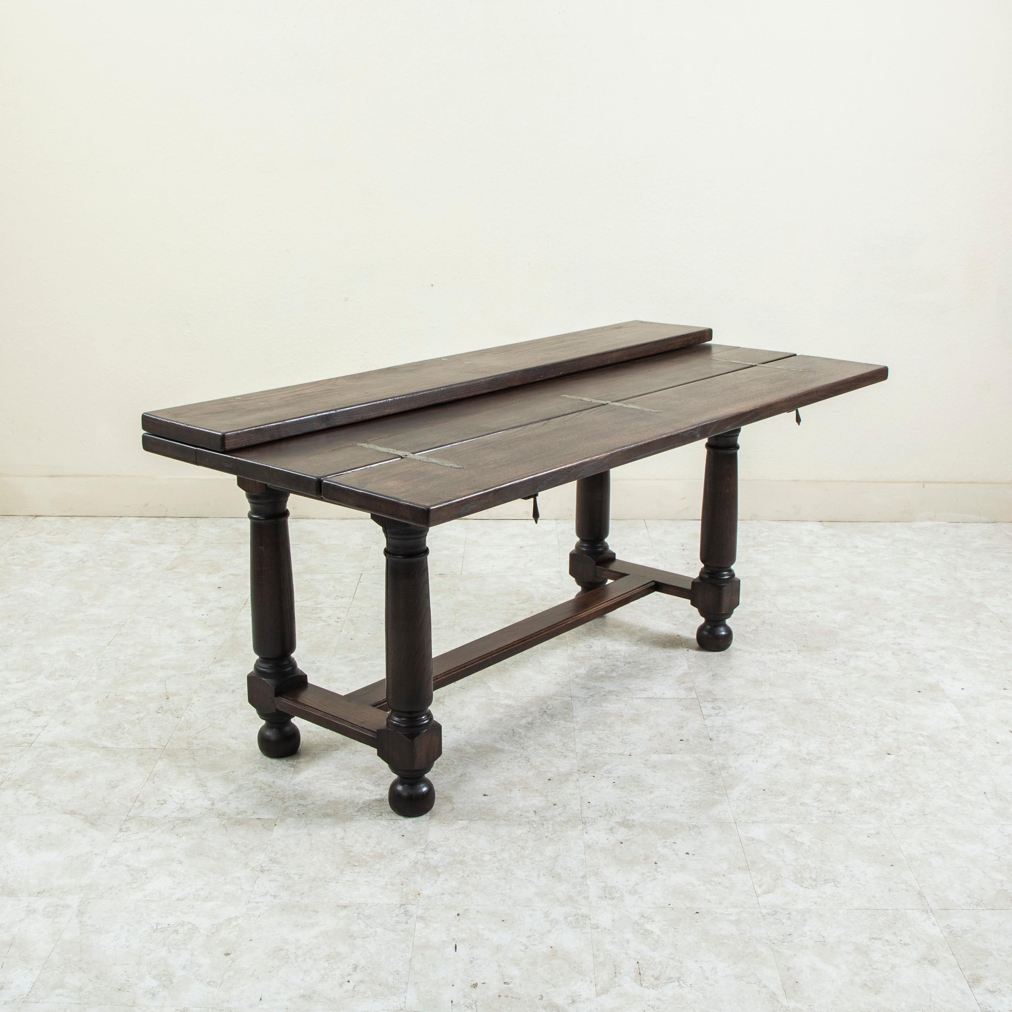Early 20th Century French Artisan-Made Chestnut Hunt Table, Dining Table Console 4