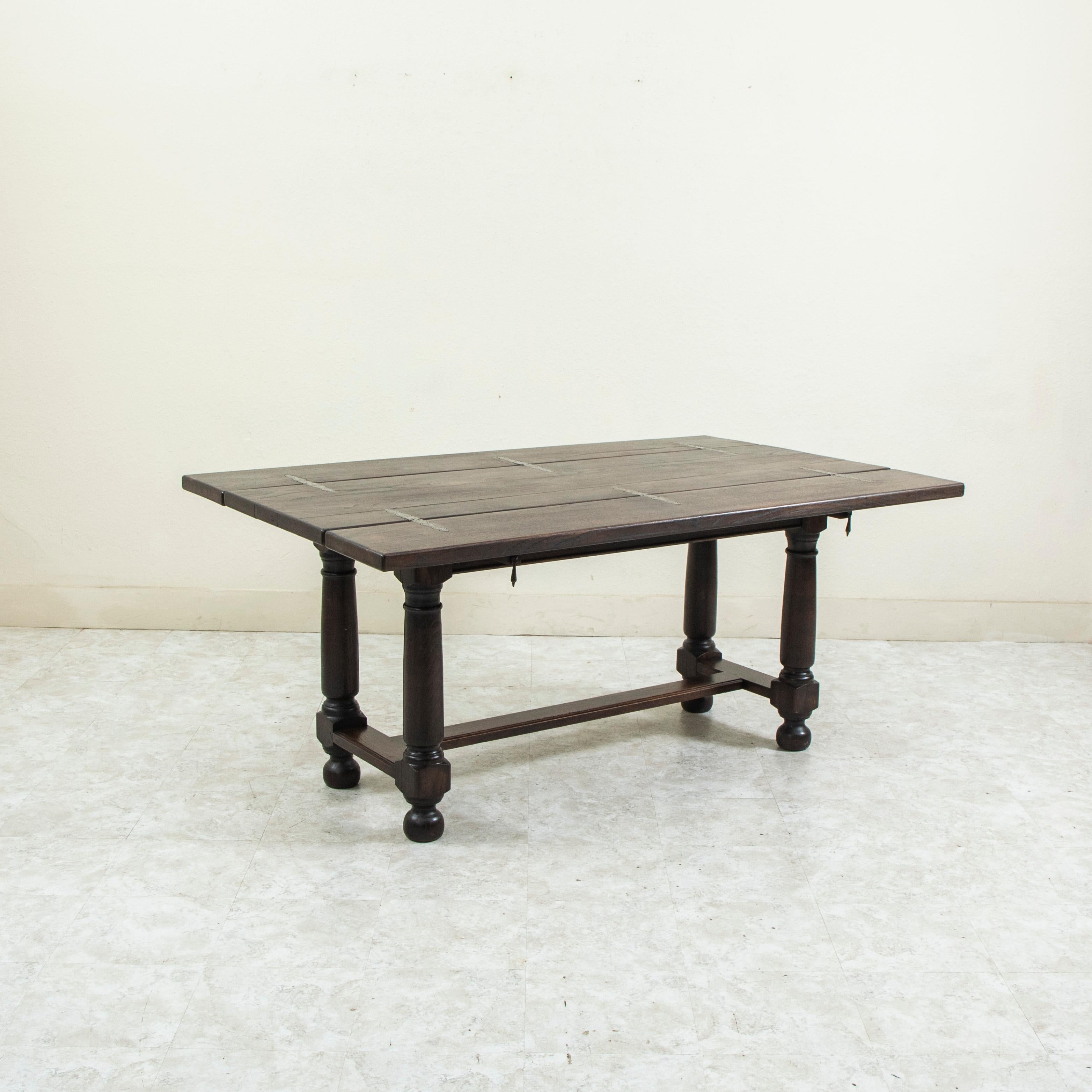 Early 20th Century French Artisan-Made Chestnut Hunt Table, Dining Table Console 5