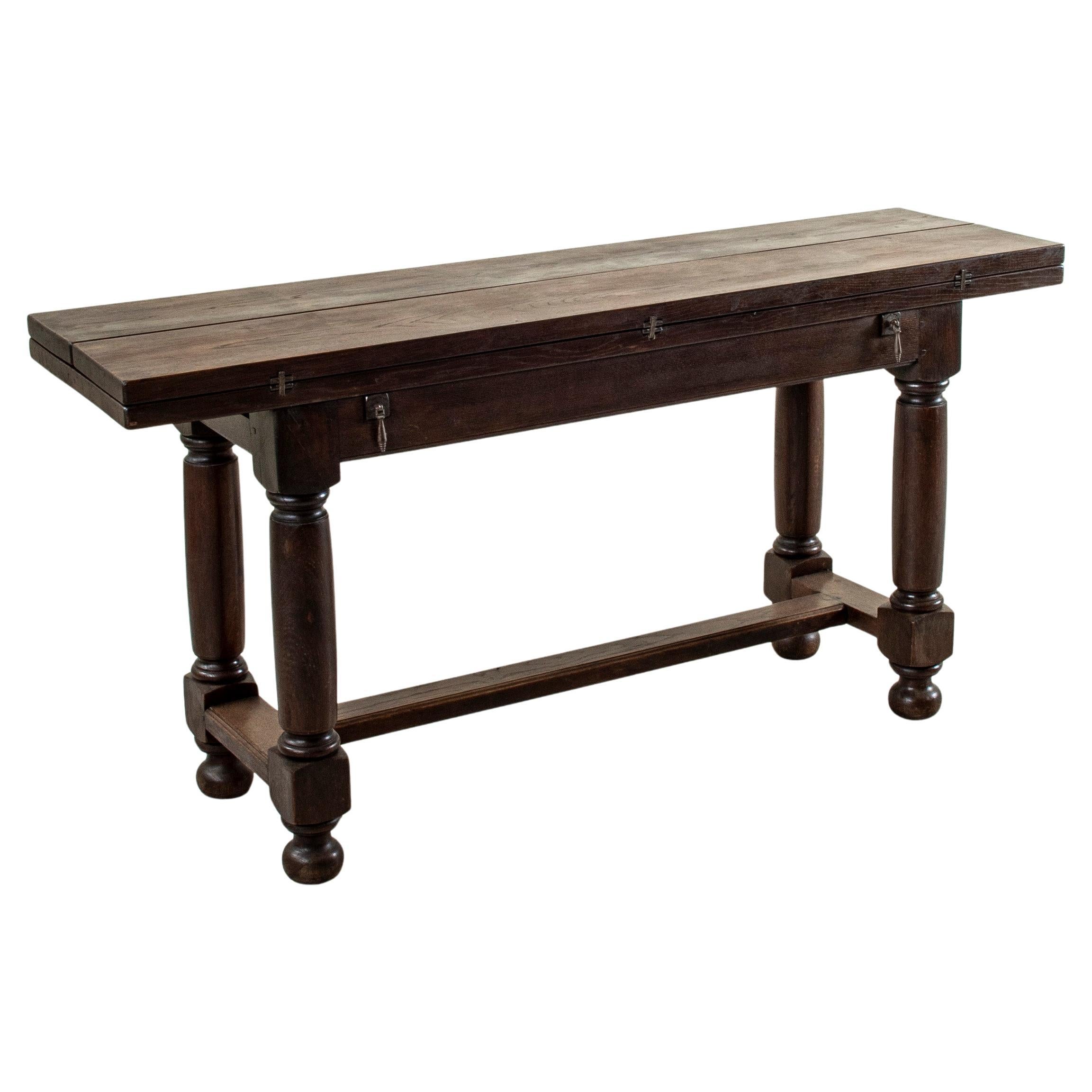 Table de chasse en châtaignier, table de salle à manger, console, début du 20e siècle, fabrication artisanale française en vente