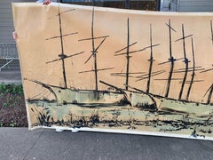 Early 20th Century French Artist Signed Nautical Painting on Canvas