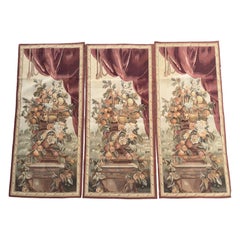 Early 20th Century French Attributed Aubusson Tapestry Wall Panels, Set of Three Early 20th Century French Attributed Aubusson Tapestry Wall Panels, Set of Three