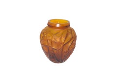 Early 20th-Century French Attributed Lalique Glass Vase with Lobster Motif