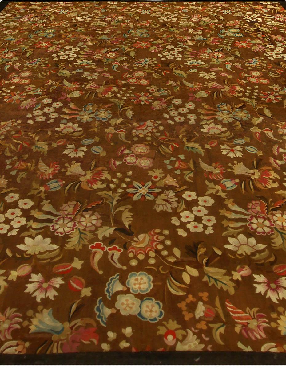 Hand-Woven Early 20th Century French Aubusson Re-sized Rug For Sale