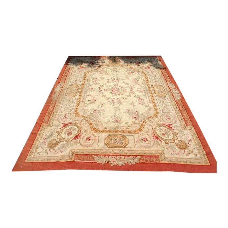 Early 20th century French Aubusson carpet rug.

French Aubusson carpet, circa 1925-30.

Antique French Aubusson needlework carpet great estate condition.

Measures: Approximately 8' x 12' great carpet.