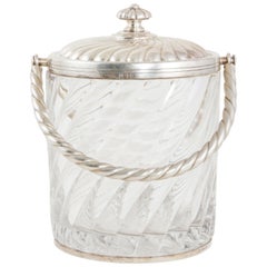 Early 20th Century French Baccarat Crystal Ice Bucket with Sterling Silver Lid