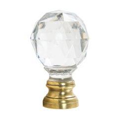 Early 20th Century French Baccarat Cut Crystal Staircase Finial with Bronze Base