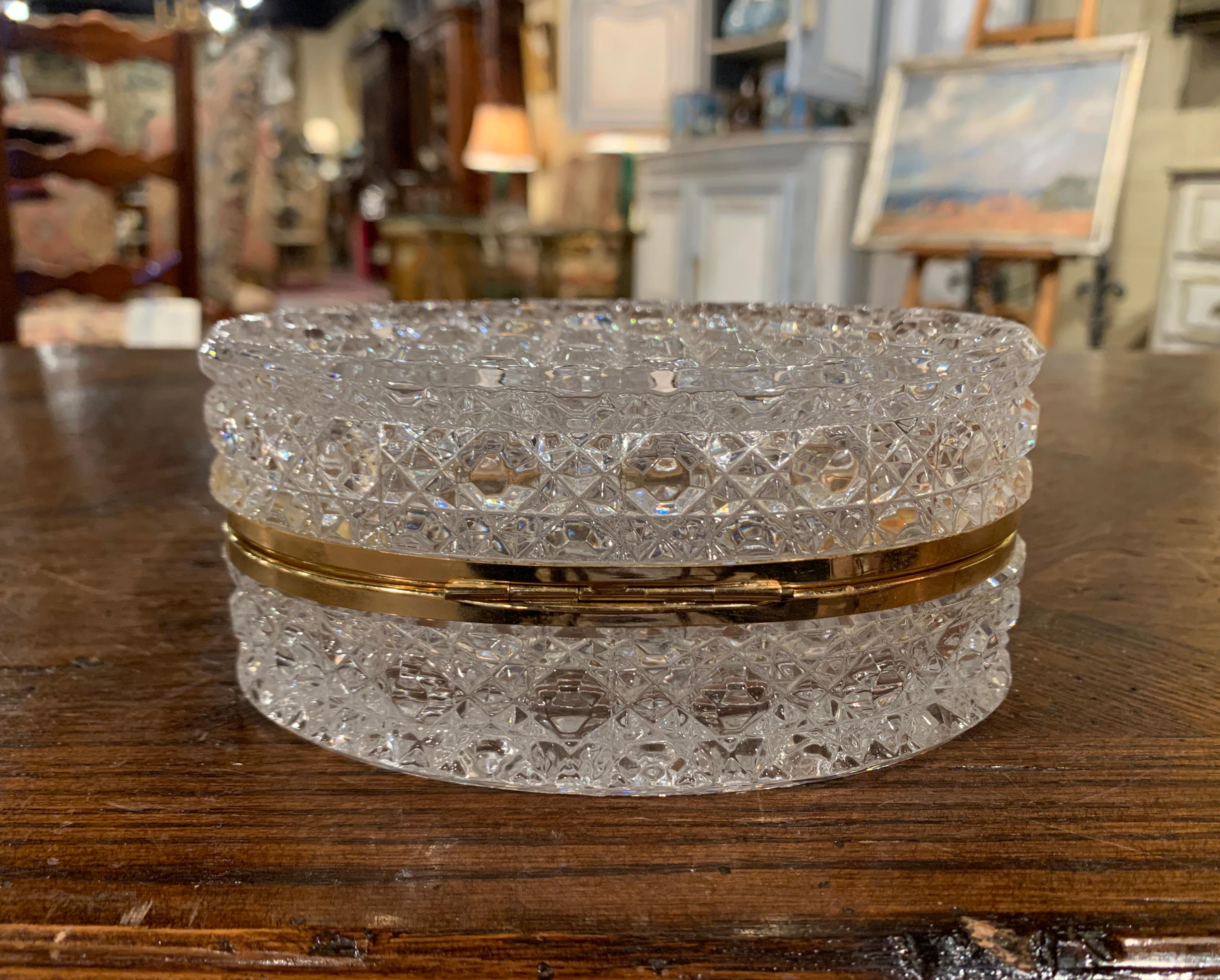 Early 20th Century French Baccarat Cut Glass and Brass Jewelry Box In Excellent Condition In Dallas, TX
