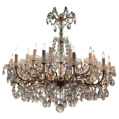 Early 20th Century French Baccarat Style Bronze and Crystal Chandelier