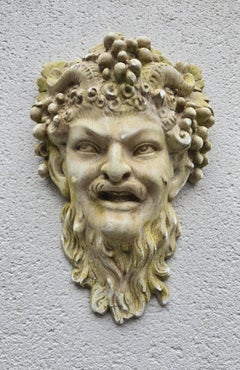 Early 20th Century French Bacchus Wall Mask in Plaster, circa 1900–1930