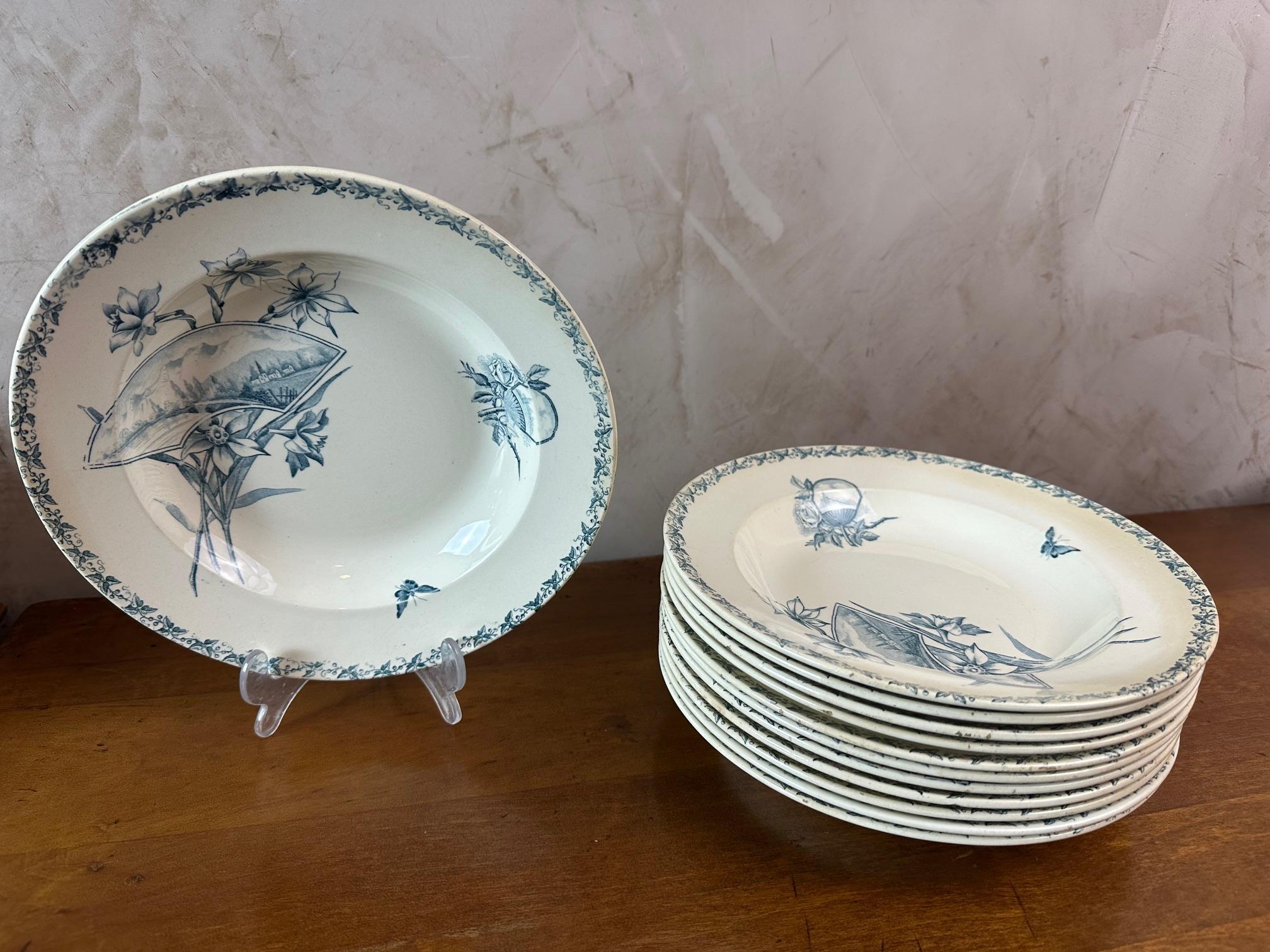 Ensemble Badonviller français du début du 20e siècle de 45 vaisselle en faïence, années 1900 en vente 7
