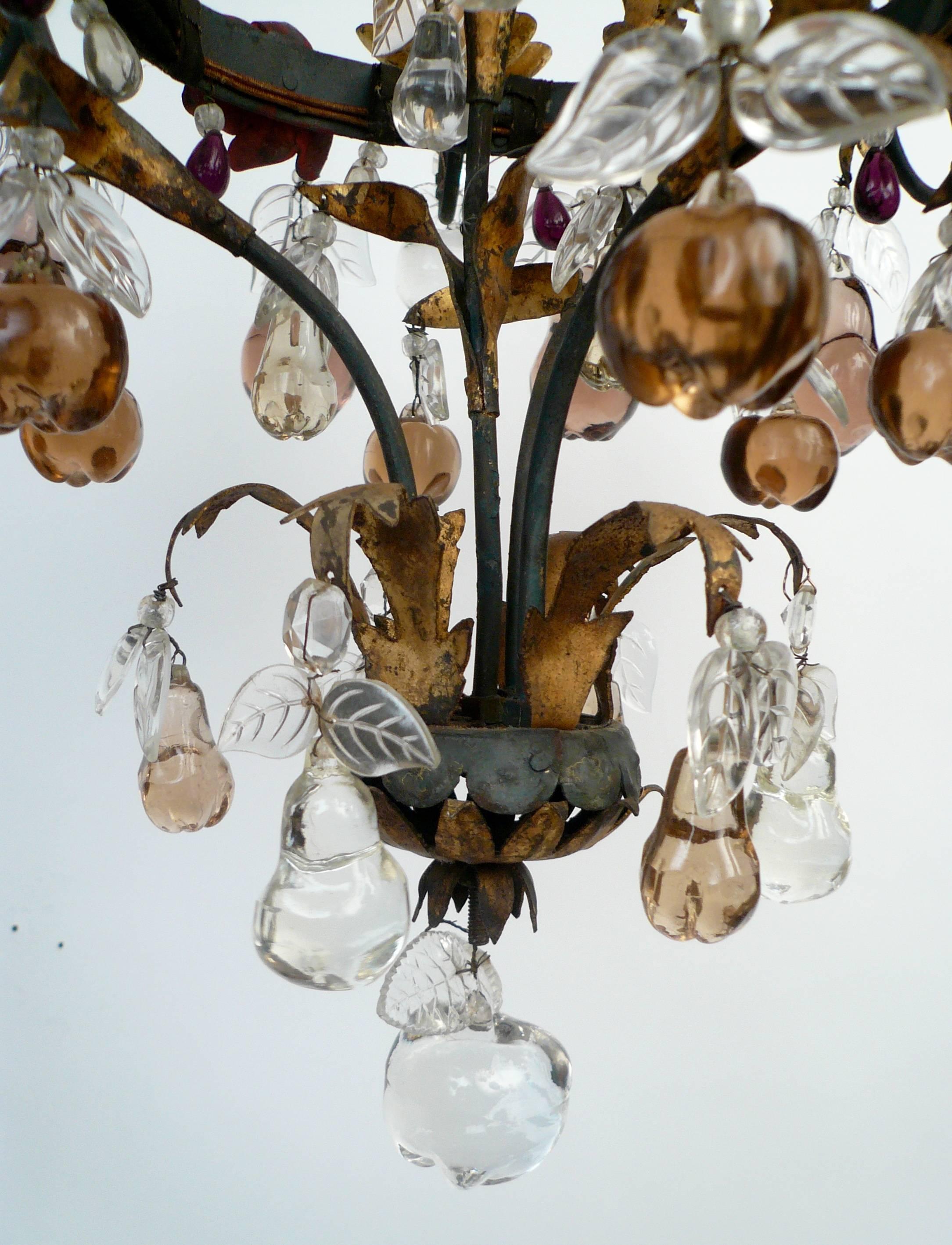 Louis XVI Early 20th Century French Bagues Style Wrought Iron and Crystal Chandelier
