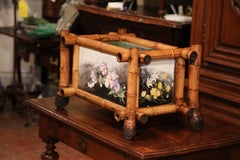 Early 20th Century French Bamboo and Hand Painted Ceramic Planter