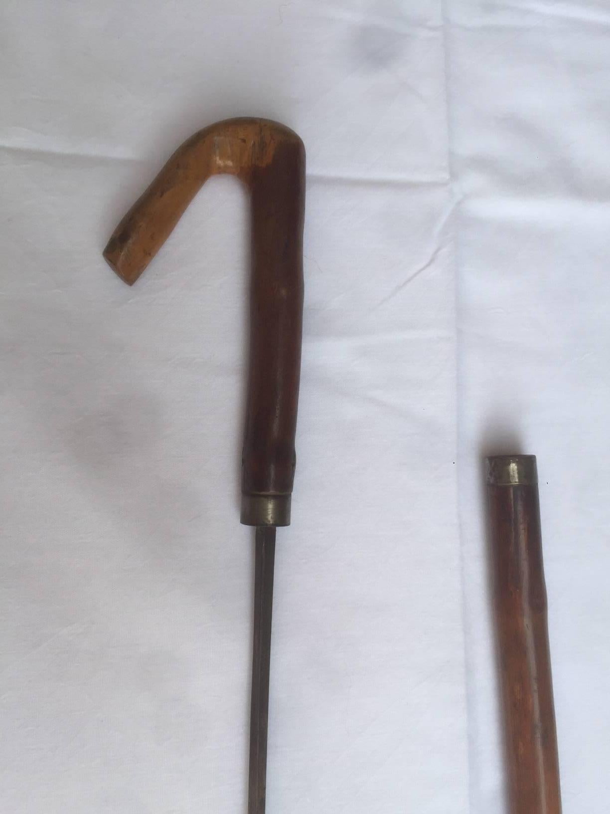 Early 20th Century, French Bamboo Dagger Cane In Good Condition In LEGNY, FR