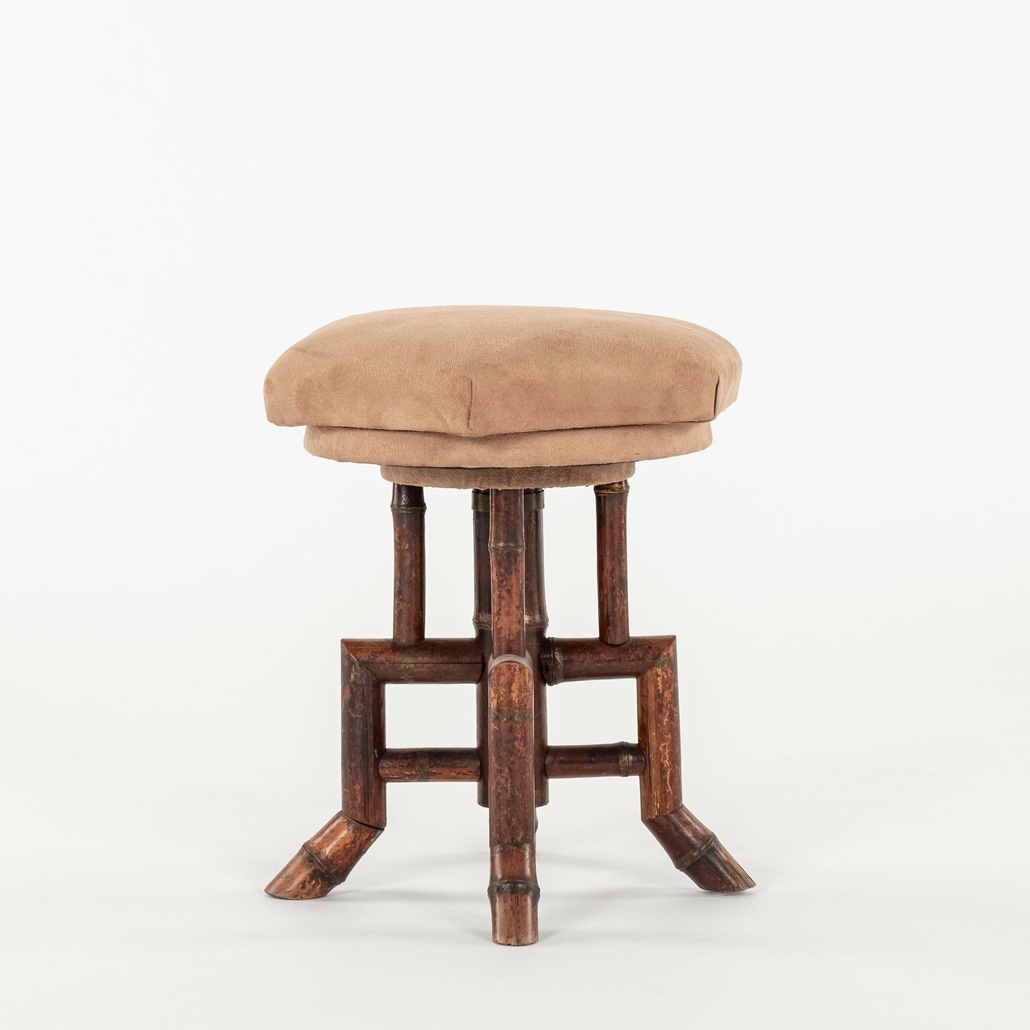 Aesthetic Movement Early 20th Century French Bamboo Swivel Stool For Sale