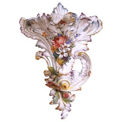 Early 20th Century French Barbotine Faience Floral Wall Pocket