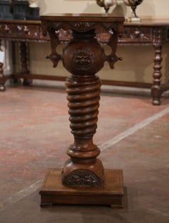 Early 20th Century French Baroque Carved Mahogany Barley Twist Pedestal Table
