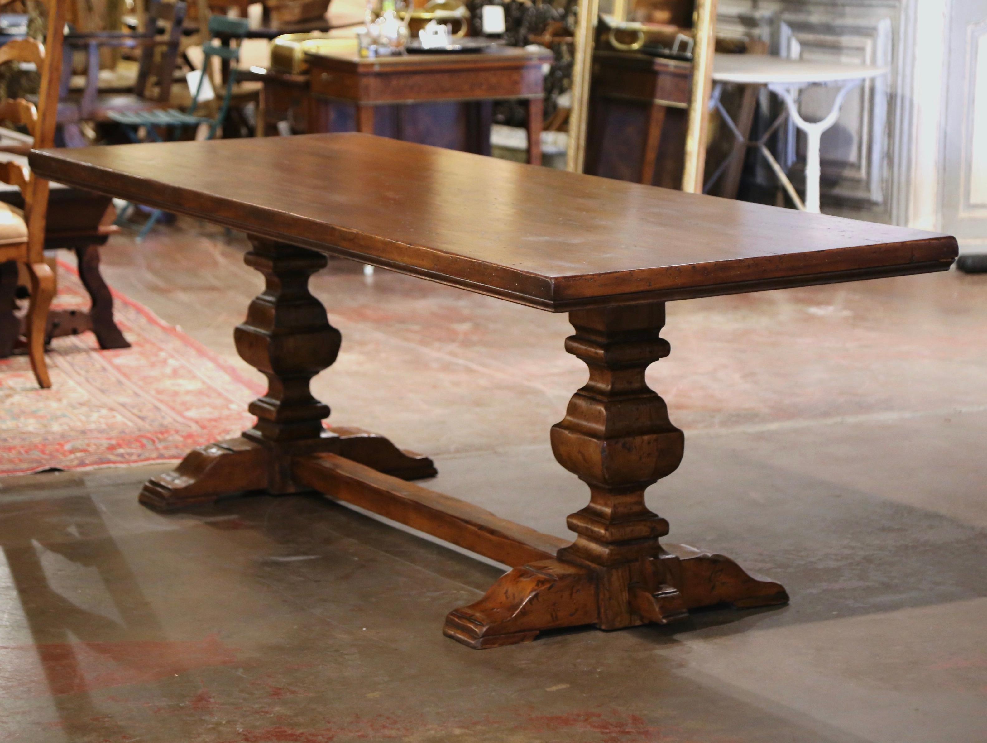 Early 20th Century French Baroque Carved Walnut Monastery Trestle Table 8