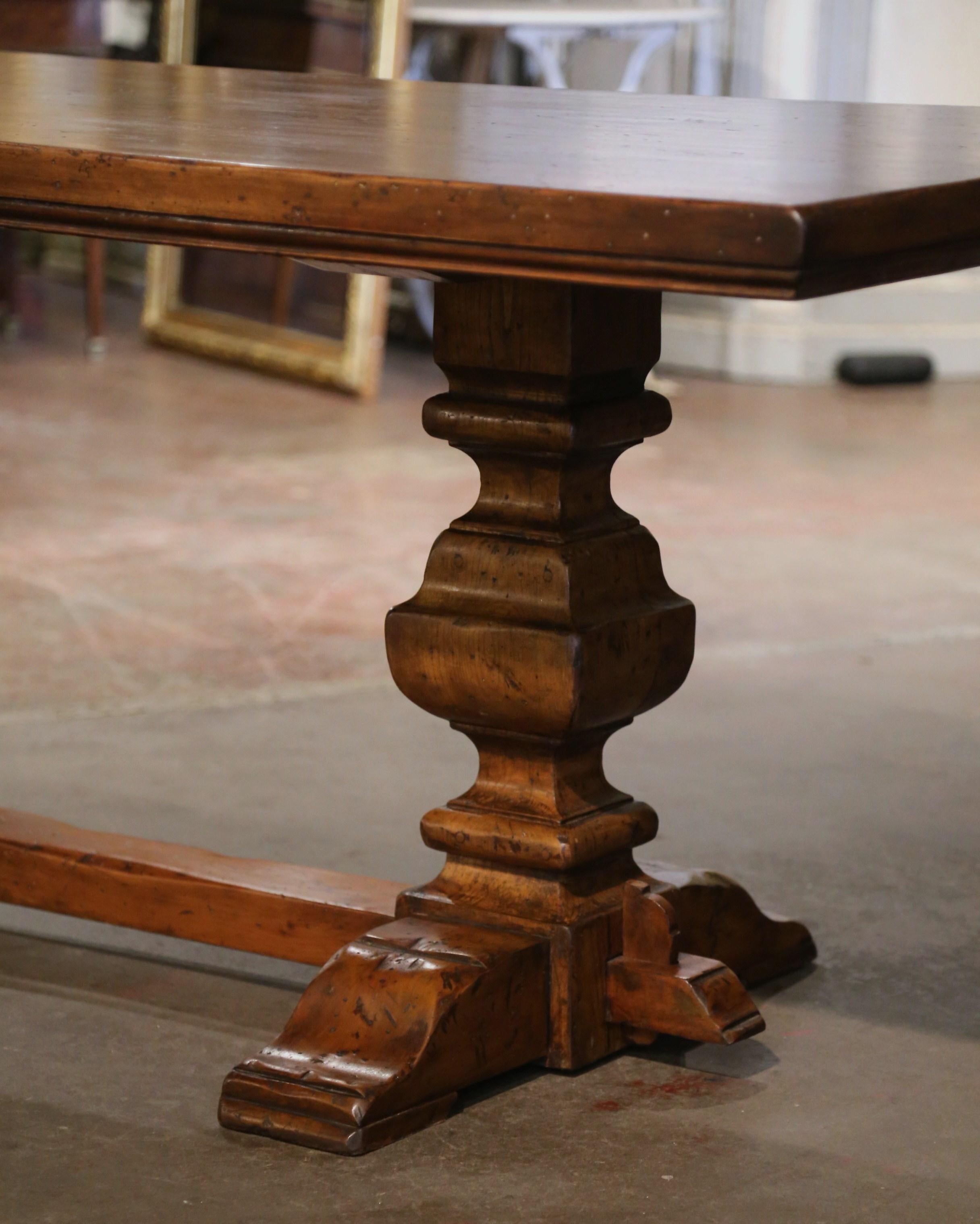 Early 20th Century French Baroque Carved Walnut Monastery Trestle Table 1