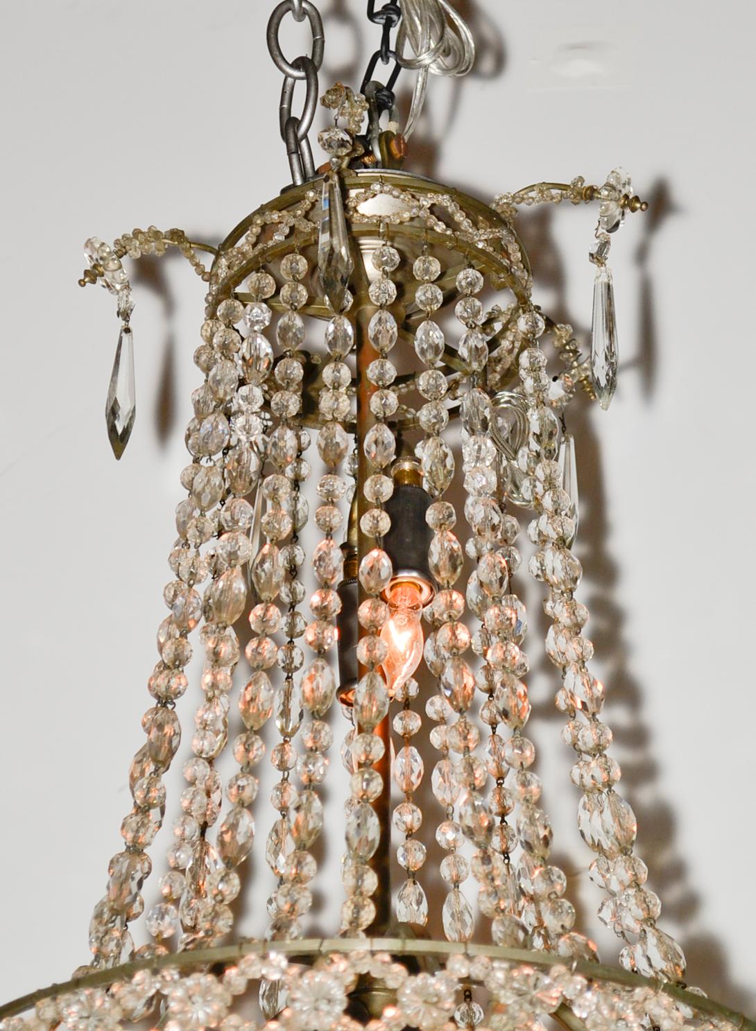 Beaded Early 20th Century French Basket Chandelier