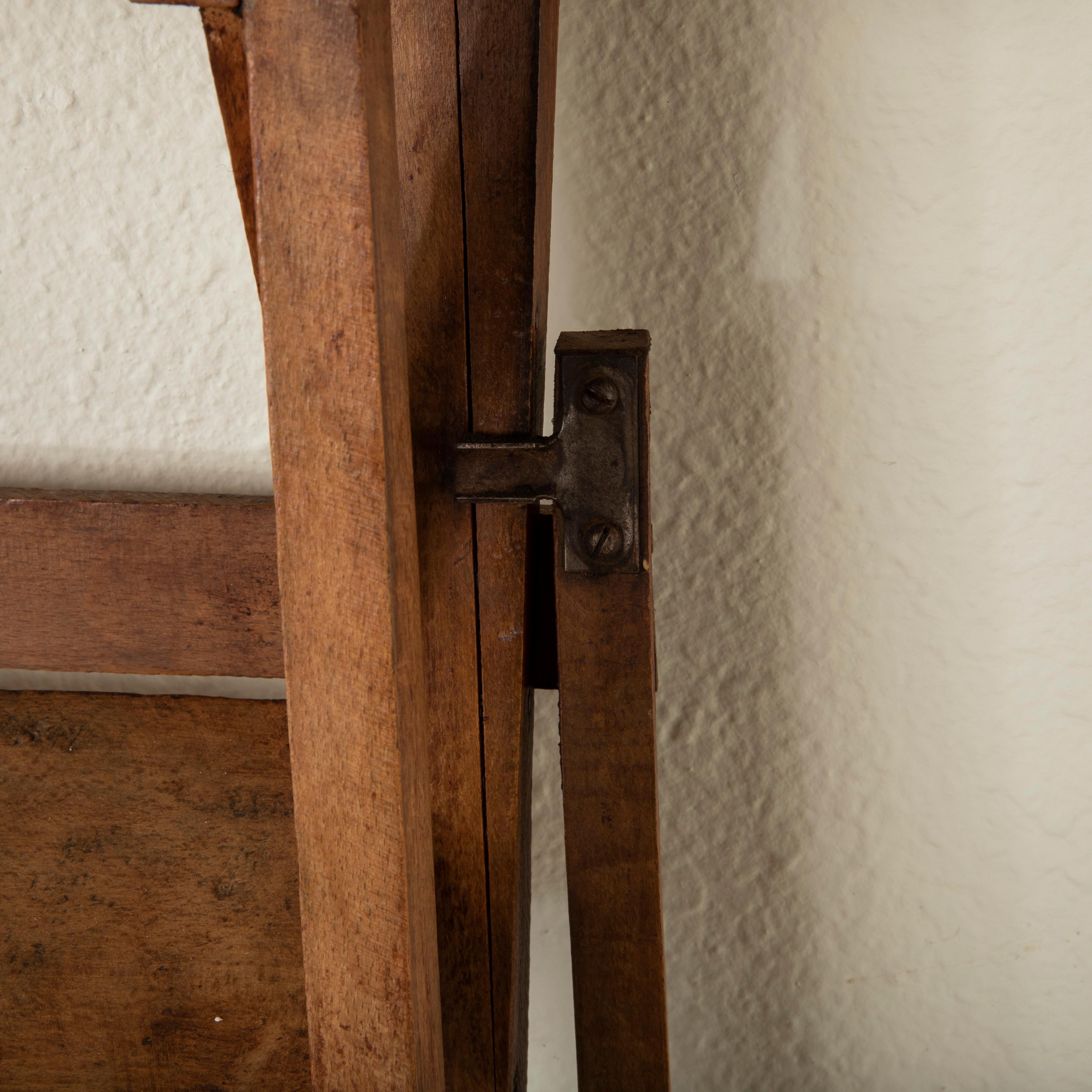 Early 20th Century French Beechwood Folding Library Ladder at 1stDibs