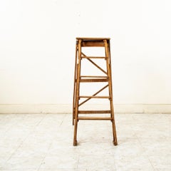 Early 20th Century French Beechwood Folding Library Ladder