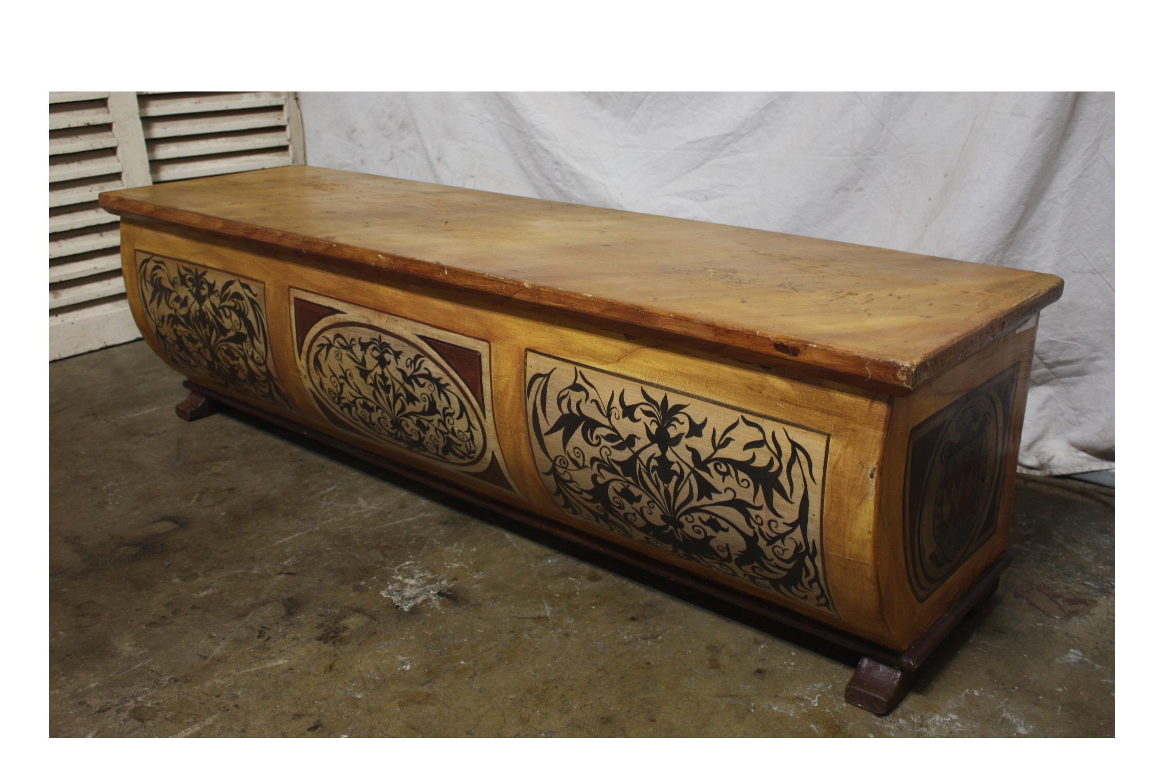 Early 20th century French bench trunk.