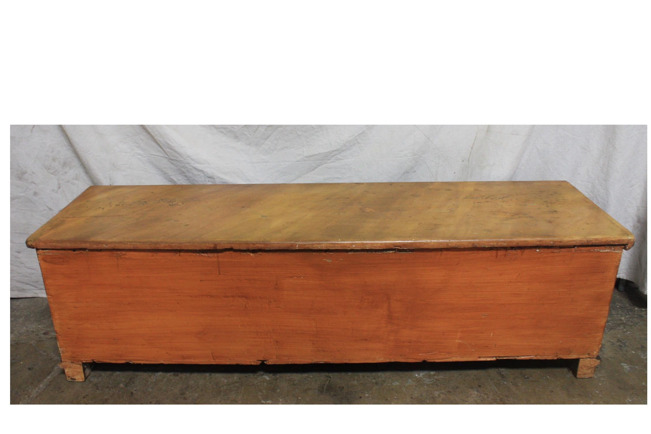 Painted Early 20th Century French Bench Trunk For Sale