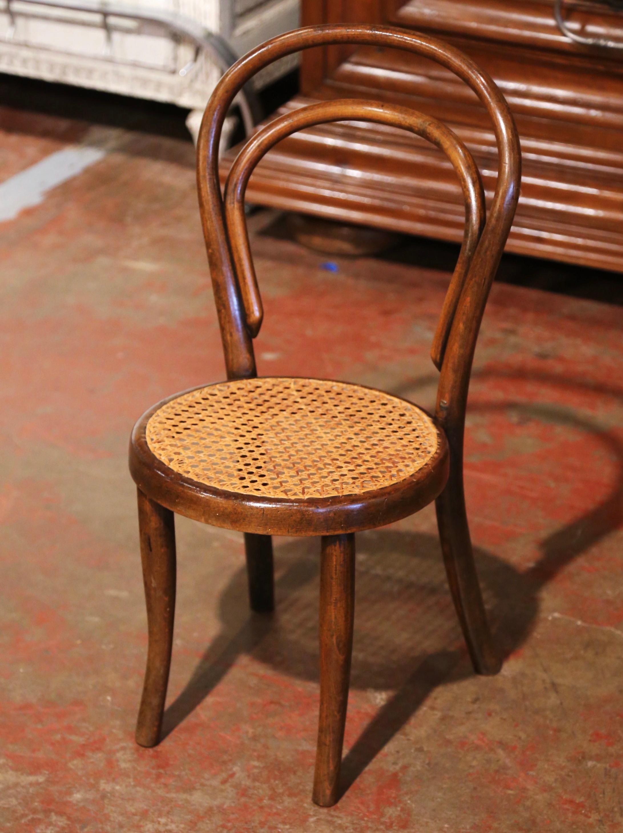 Hand-Crafted Early 20th Century French Bentwood and Cane Baby Chair Thonet Style For Sale