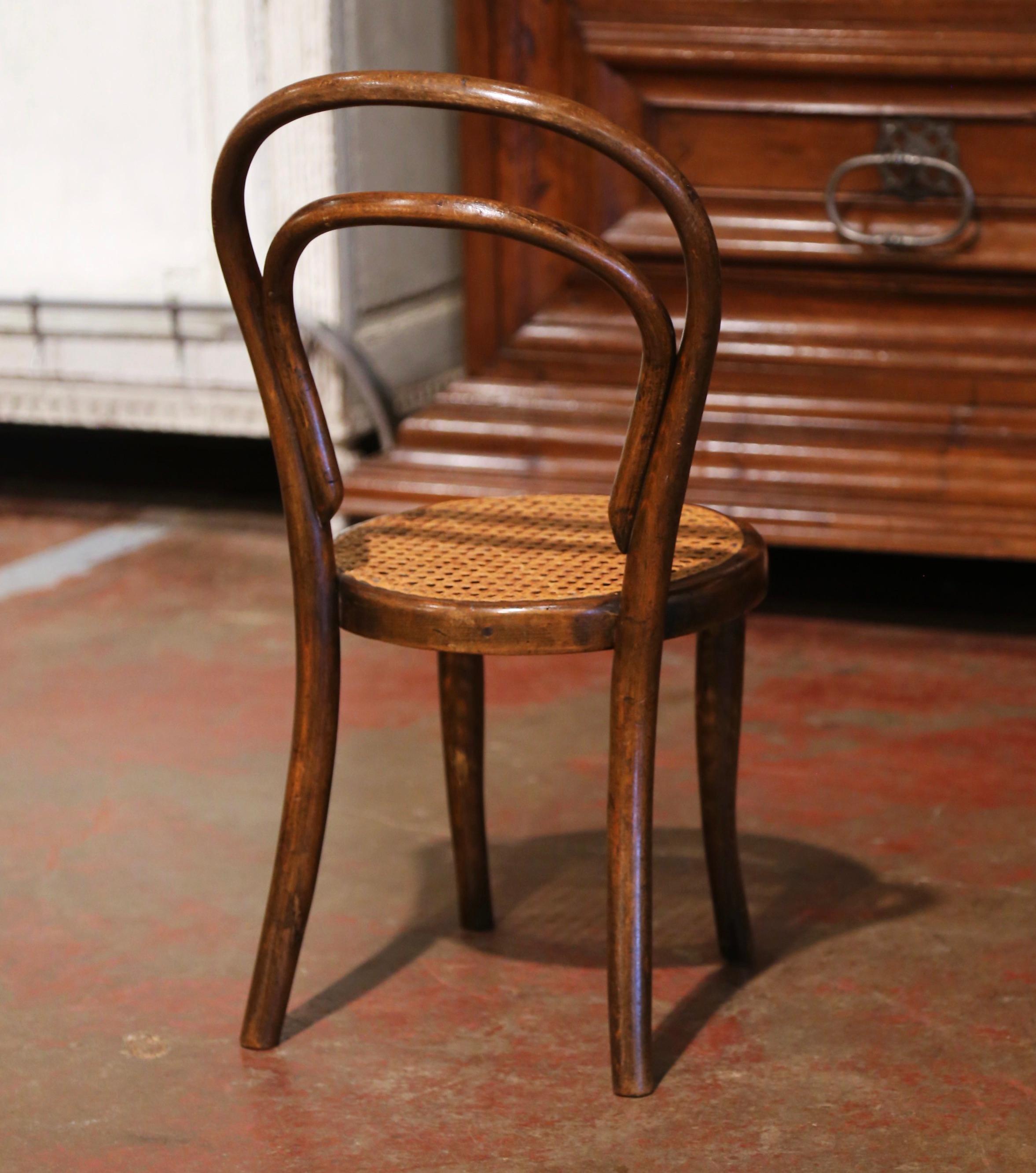 Early 20th Century French Bentwood and Cane Baby Chair Thonet Style For Sale 2