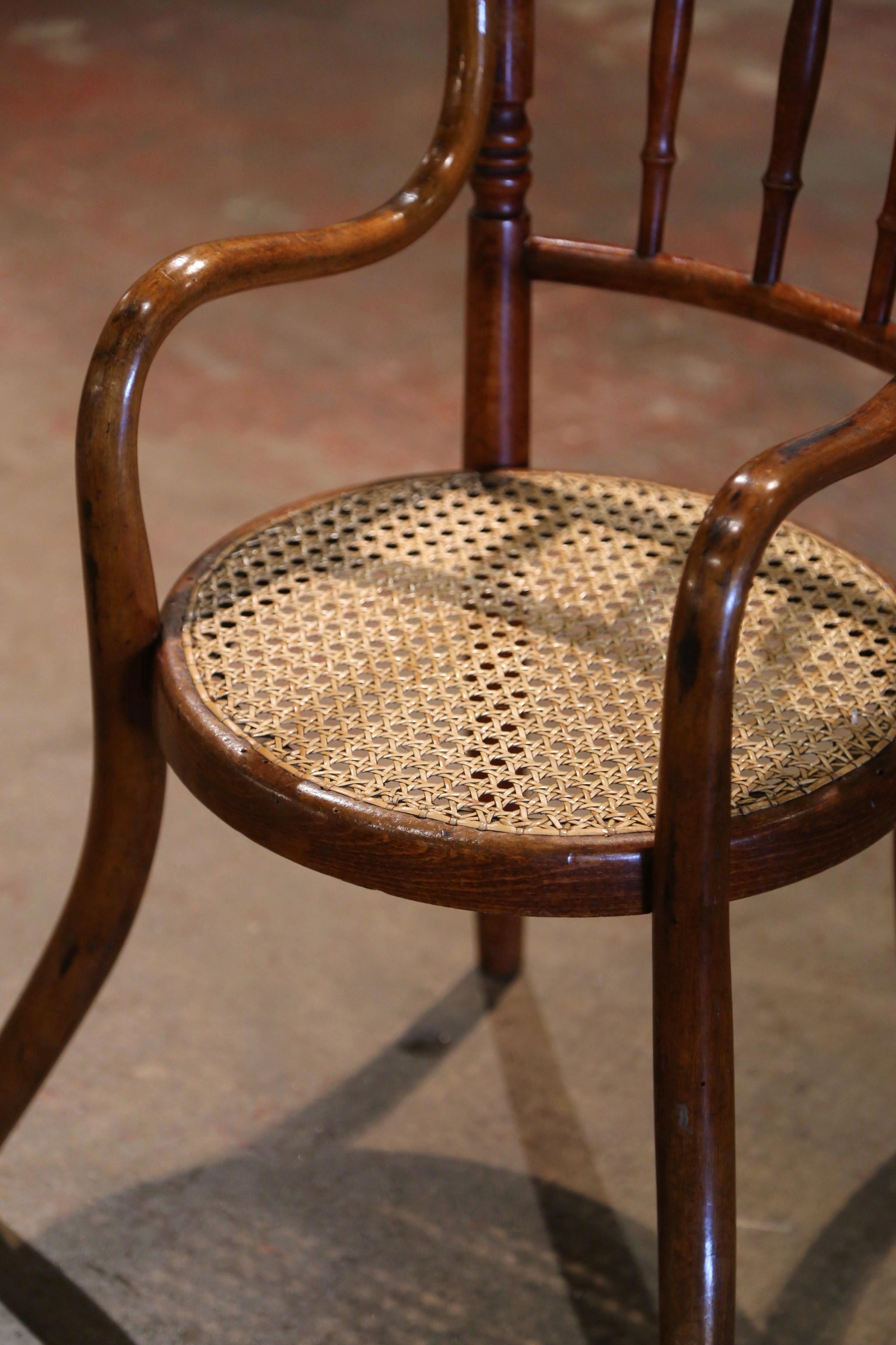 Art Deco Early 20th Century French Bentwood and Cane Child Armchair Thonet Style For Sale
