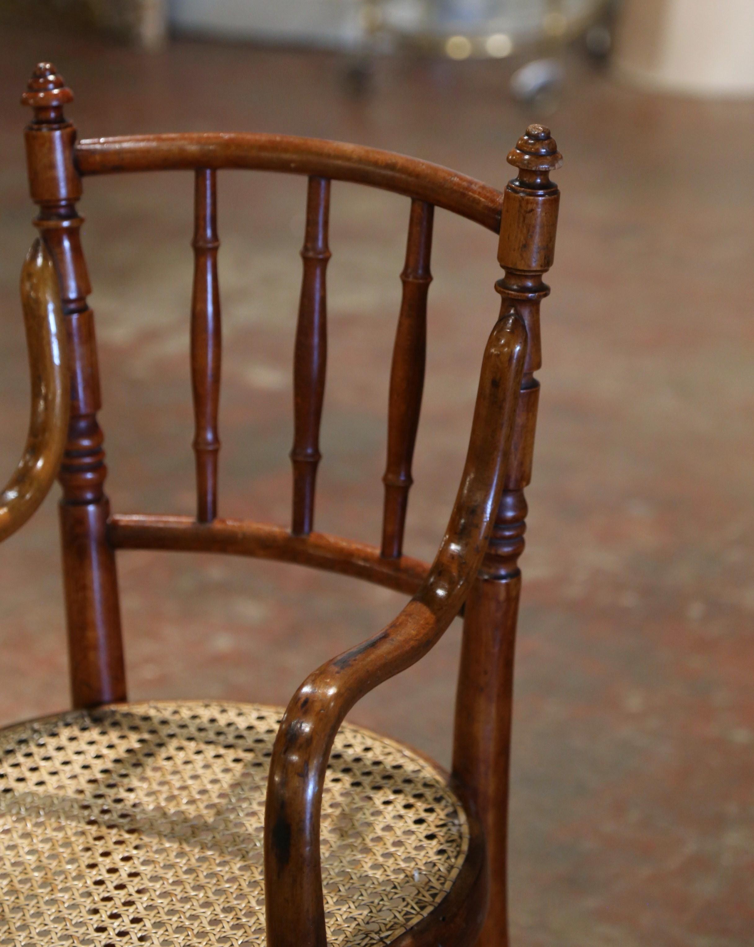 Hand-Crafted Early 20th Century French Bentwood and Cane Child Armchair Thonet Style For Sale