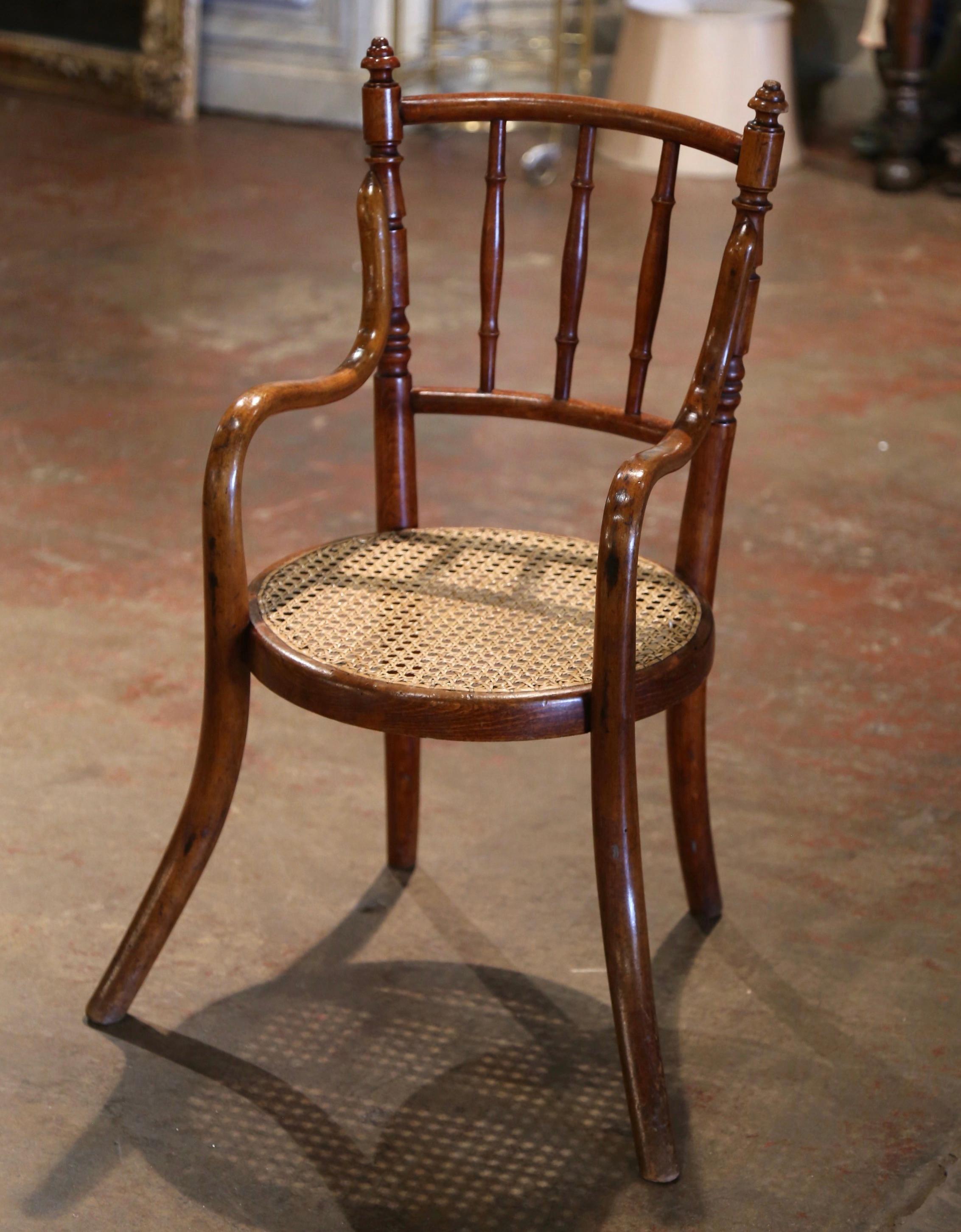 Early 20th Century French Bentwood and Cane Child Armchair Thonet Style In Excellent Condition For Sale In Dallas, TX